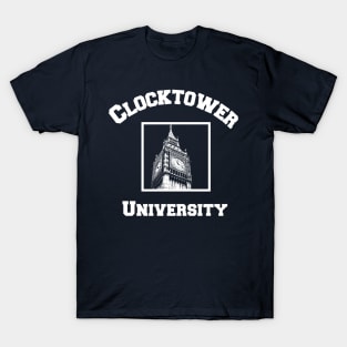 Clocktower University Shirt (Light text, Modern style) T-Shirt